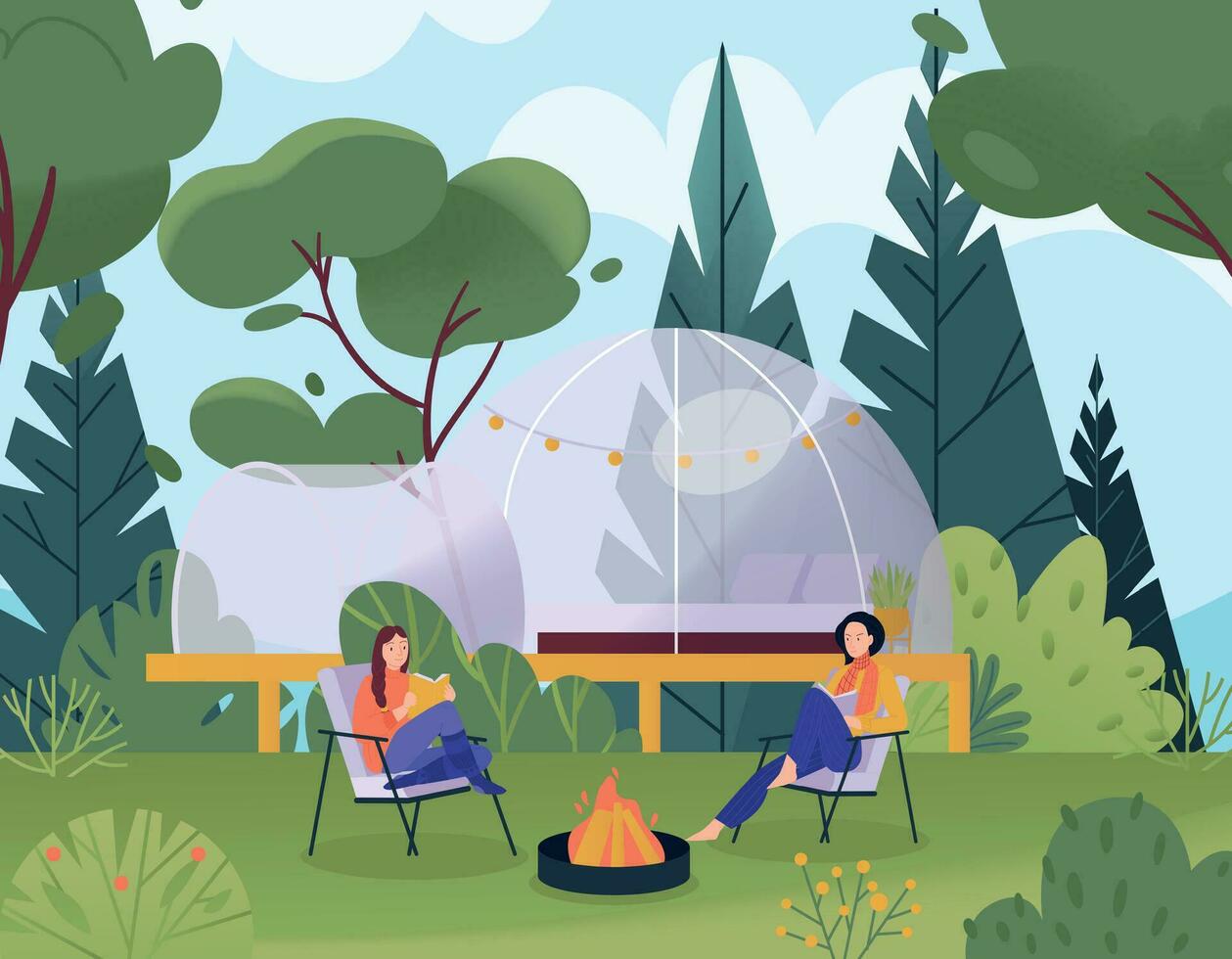 glamping plano conceito vetor