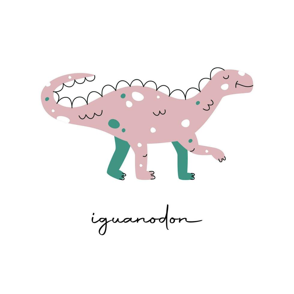plano mão desenhado vetor ilustração do iguanodonte dinossauro