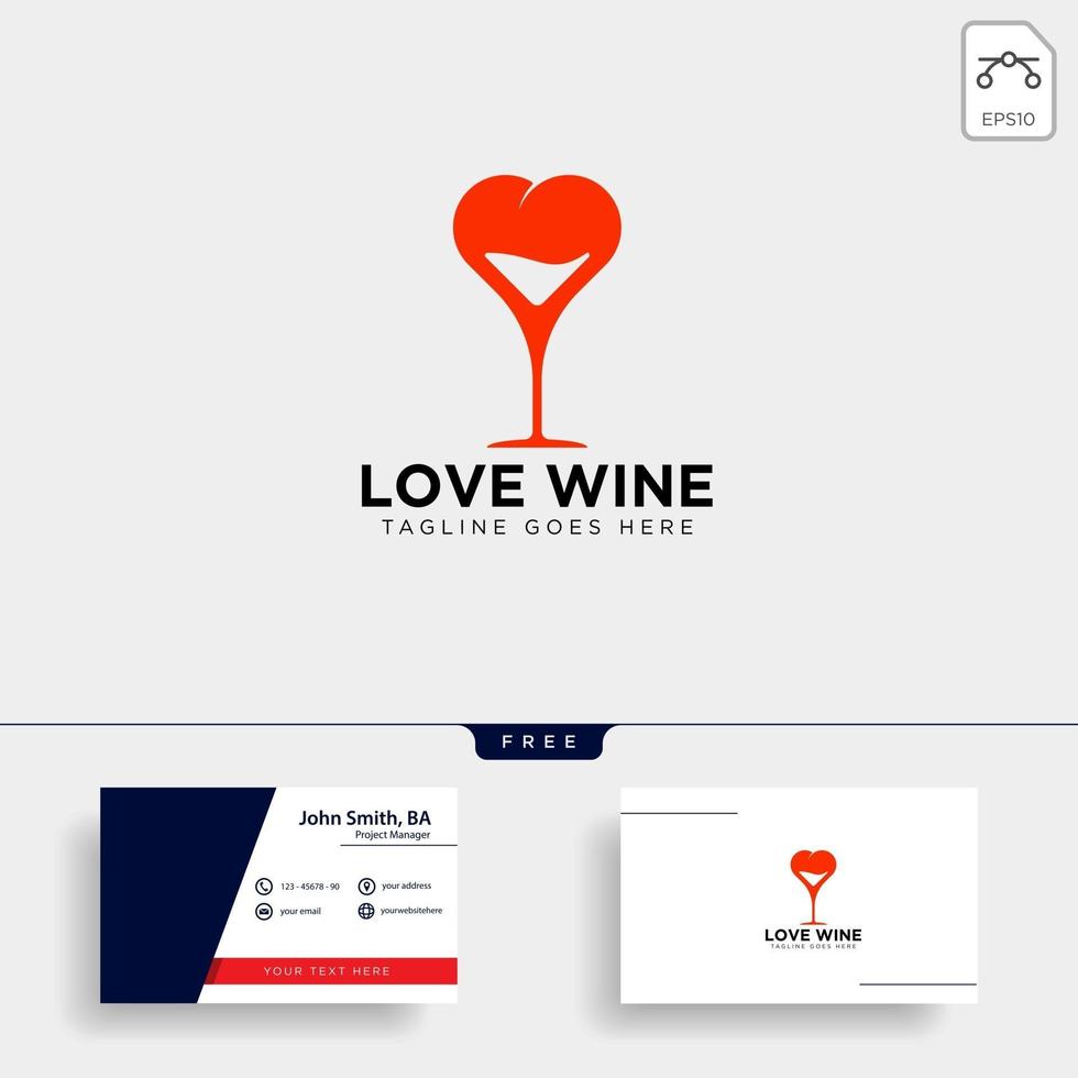 amo copo de vinho logotipo modelo ilustração vetorial ícone elemento isolado vetor