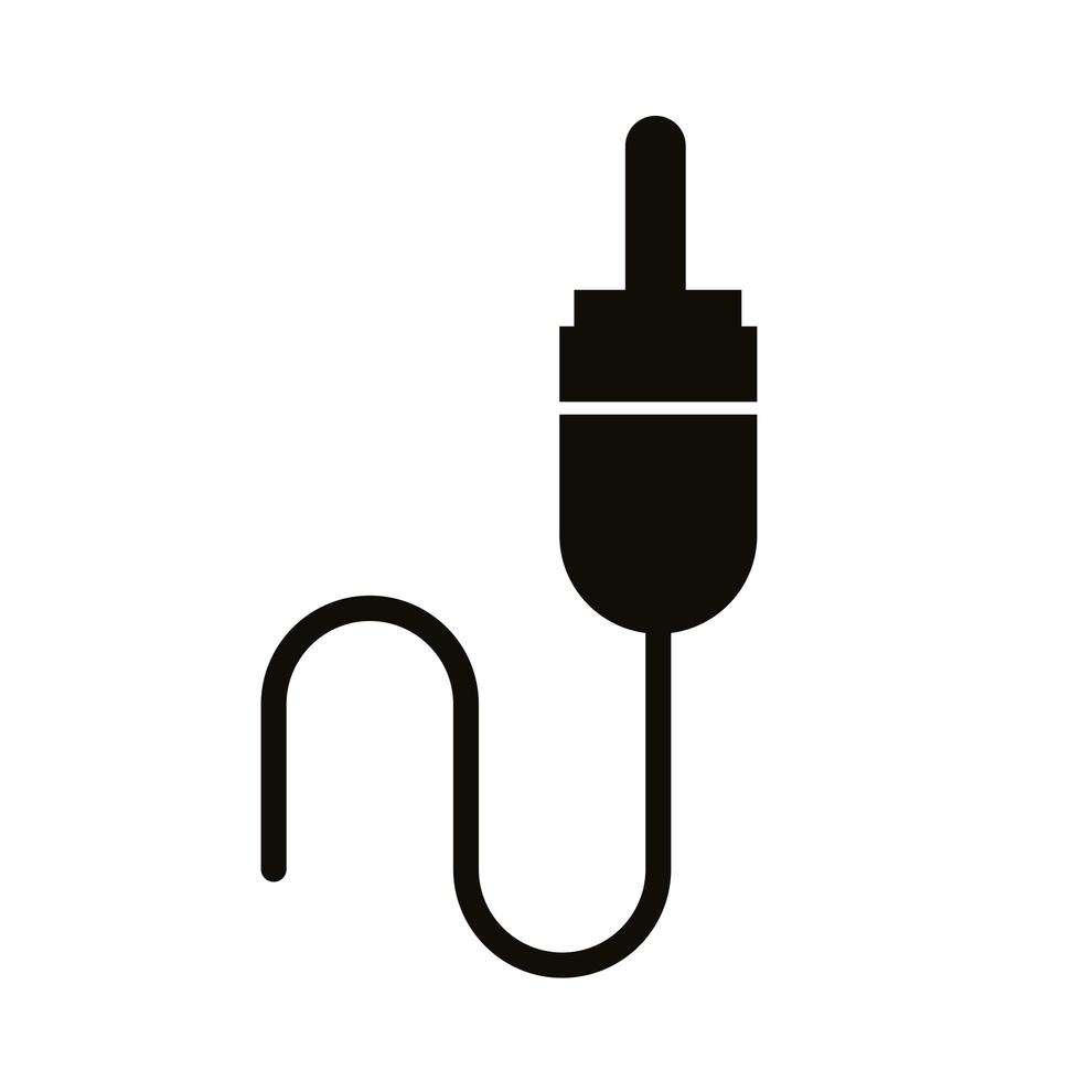ícone de estilo de silhueta de conexão de plugue de áudio vetor