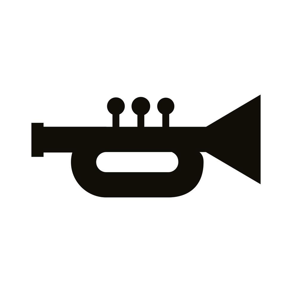 ícone de estilo de silhueta de instrumento musical trompete vetor