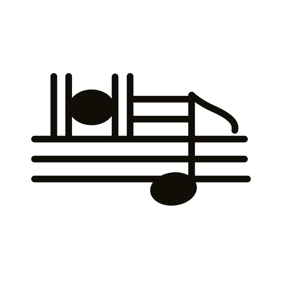 nota musical em ícone de silhueta de partitura musical vetor