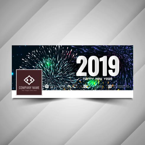 Ano Novo 2019 elegante design de banner de mídia social vetor