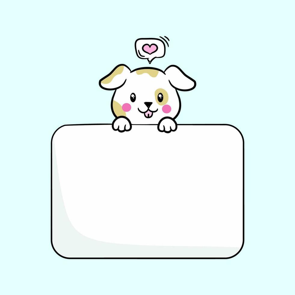 fofa pequeno cachorro desenho animado com em branco placa vetor