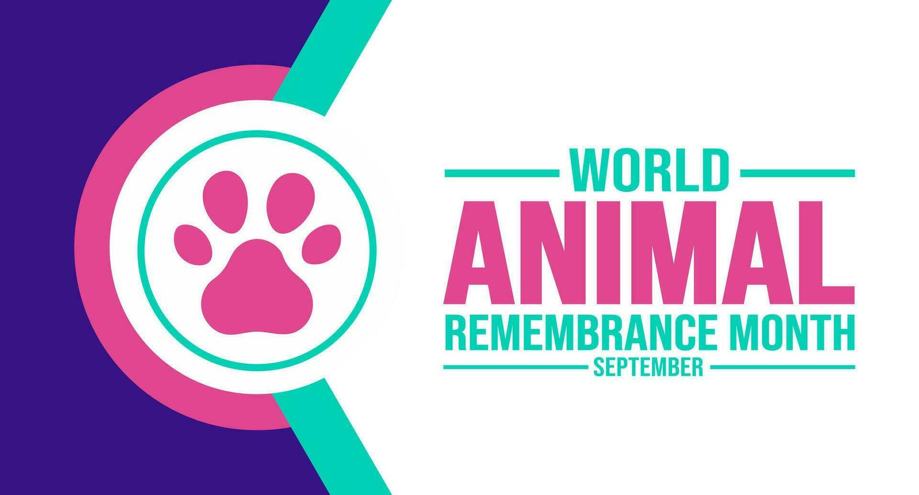 setembro é mundo animal lembrança mês fundo modelo. feriado conceito. fundo, bandeira, cartaz, cartão, e poster Projeto modelo com texto inscrição e padrão cor. vetor