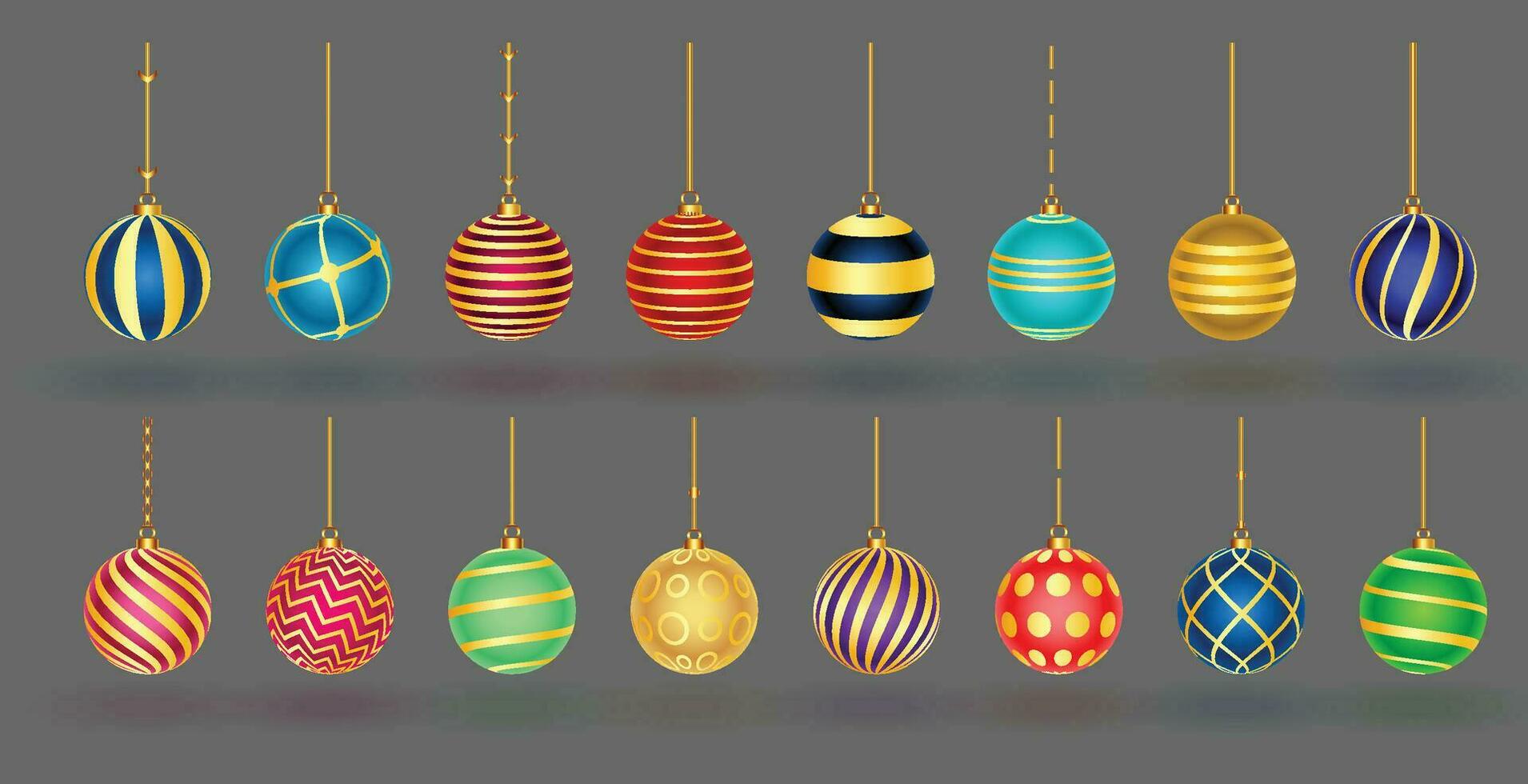 colorida brilhante brilhando Natal bolas. natal vidro bola. feriado decoração modelo. vetor ilustração.