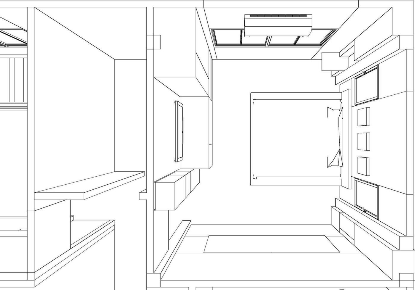 3d ilustração do plano interior vetor