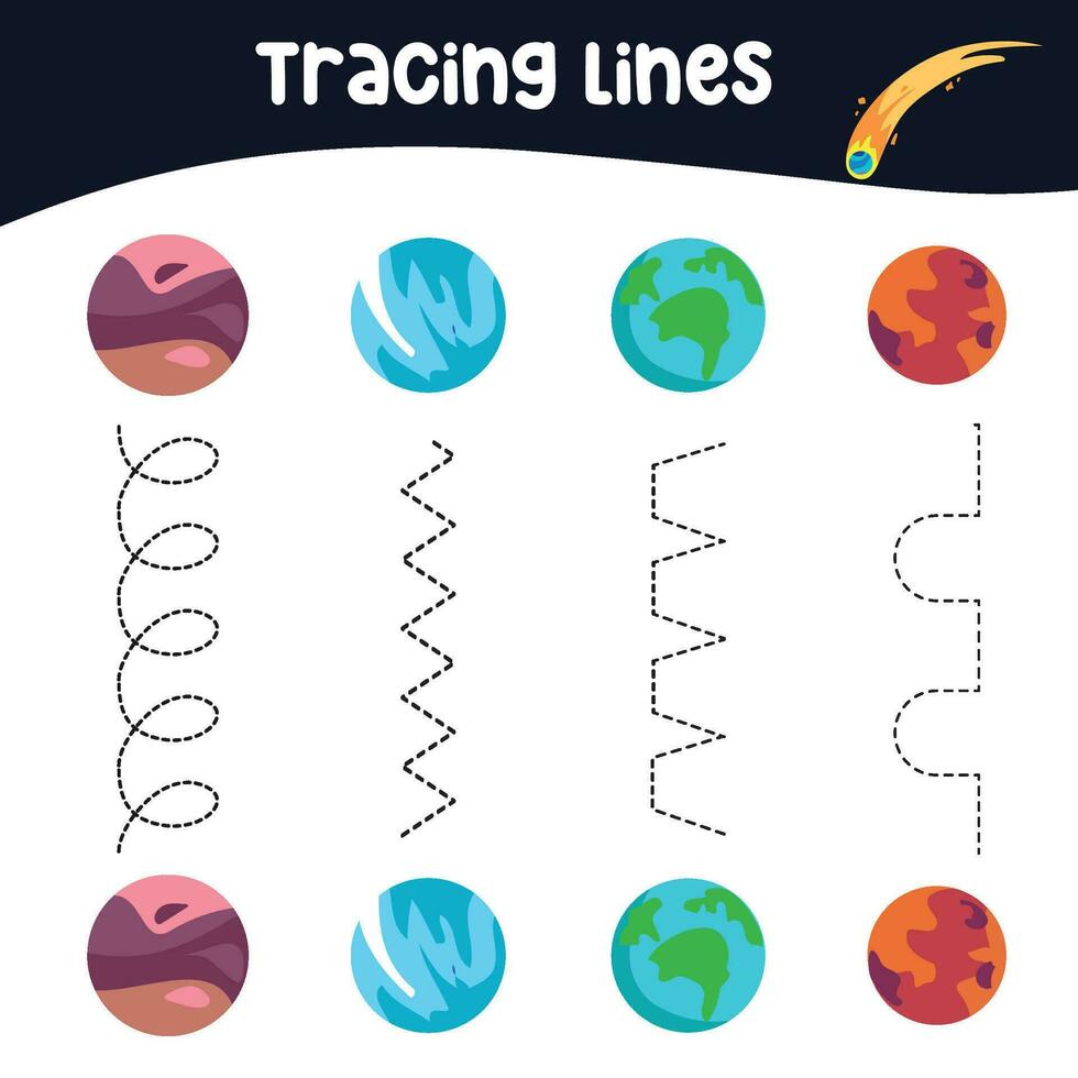 rastreamento linhas atividade para crianças. rastreamento planilha para crianças. educacional imprimível planilha. vetor ilustração.