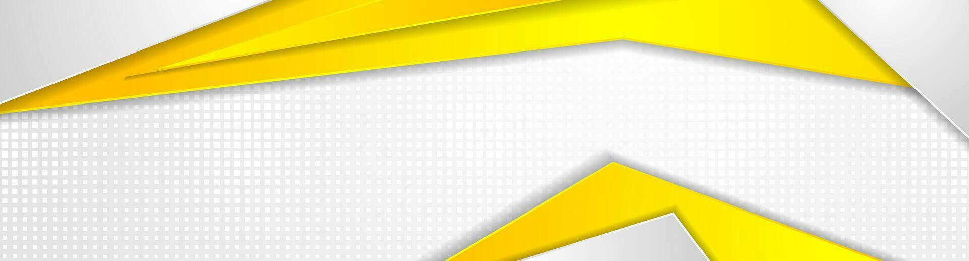 abstrato amarelo e cinzento tecnologia geométrico bandeira Projeto vetor