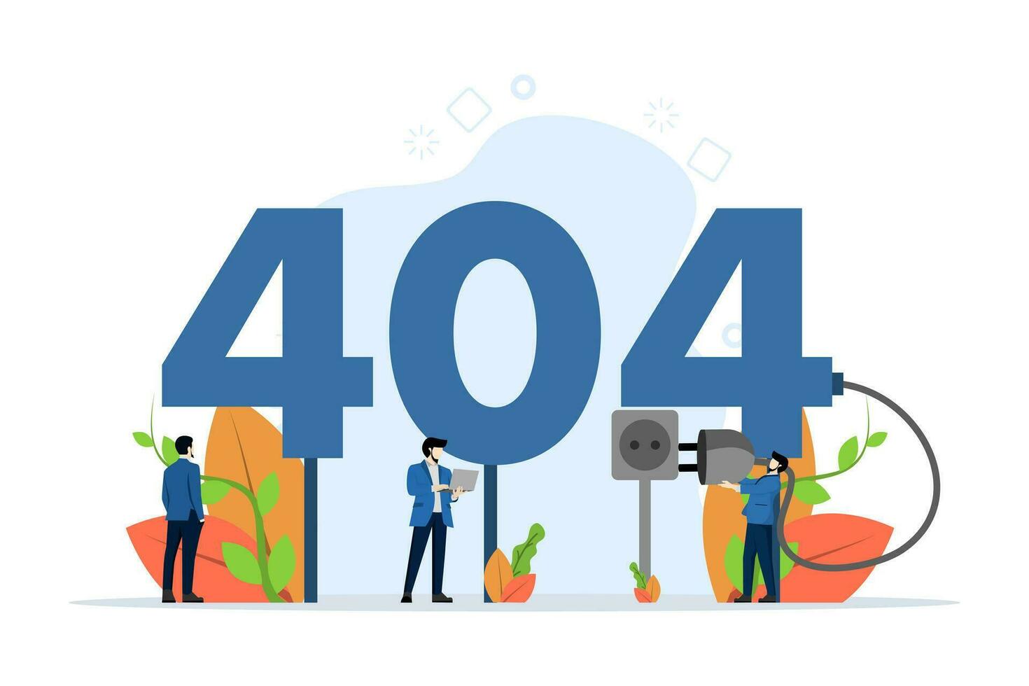 local na rede Internet debaixo construção conceito, mostrando 404 mensagem Internet conexão problema, rede erro. 404 servidor erro. perfeito para aterrissagem Páginas, interface do usuário, rede, aplicativos, editorial, folhetos e bandeiras. vetor