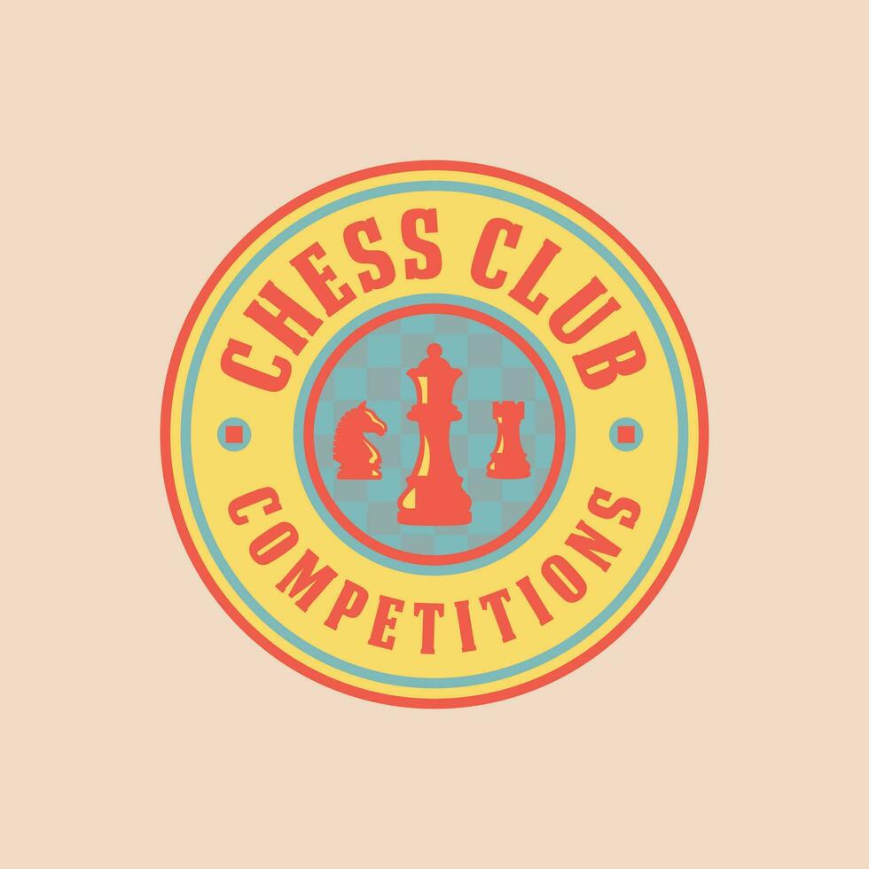 xadrez clube competições crachá logotipo Projeto ilustração. vetor