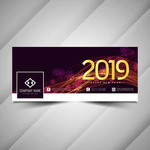 Feliz ano novo 2019 social media banner moderno vetor