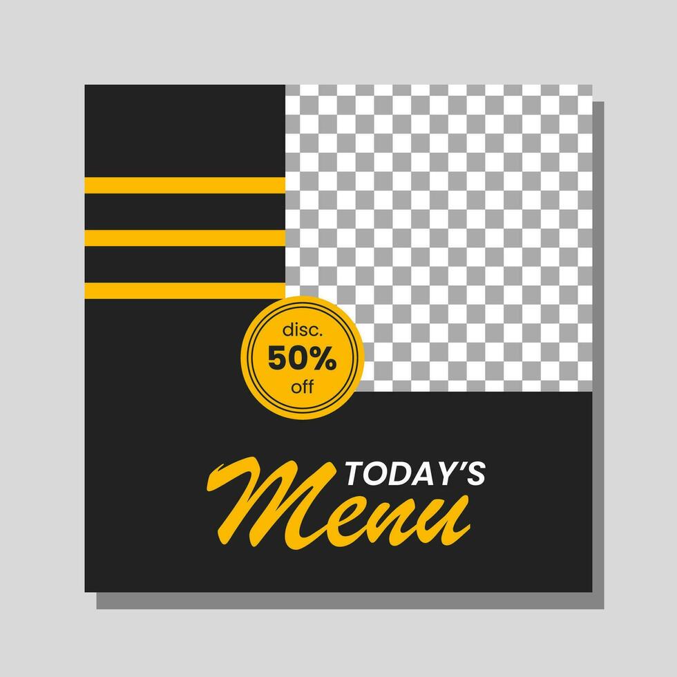 banner de menu de comida post de mídia social. modelos de mídia social editáveis para promoções no menu de comida. conjunto de história de mídia social e postar quadros. projeto de layout para marketing nas mídias sociais. vetor