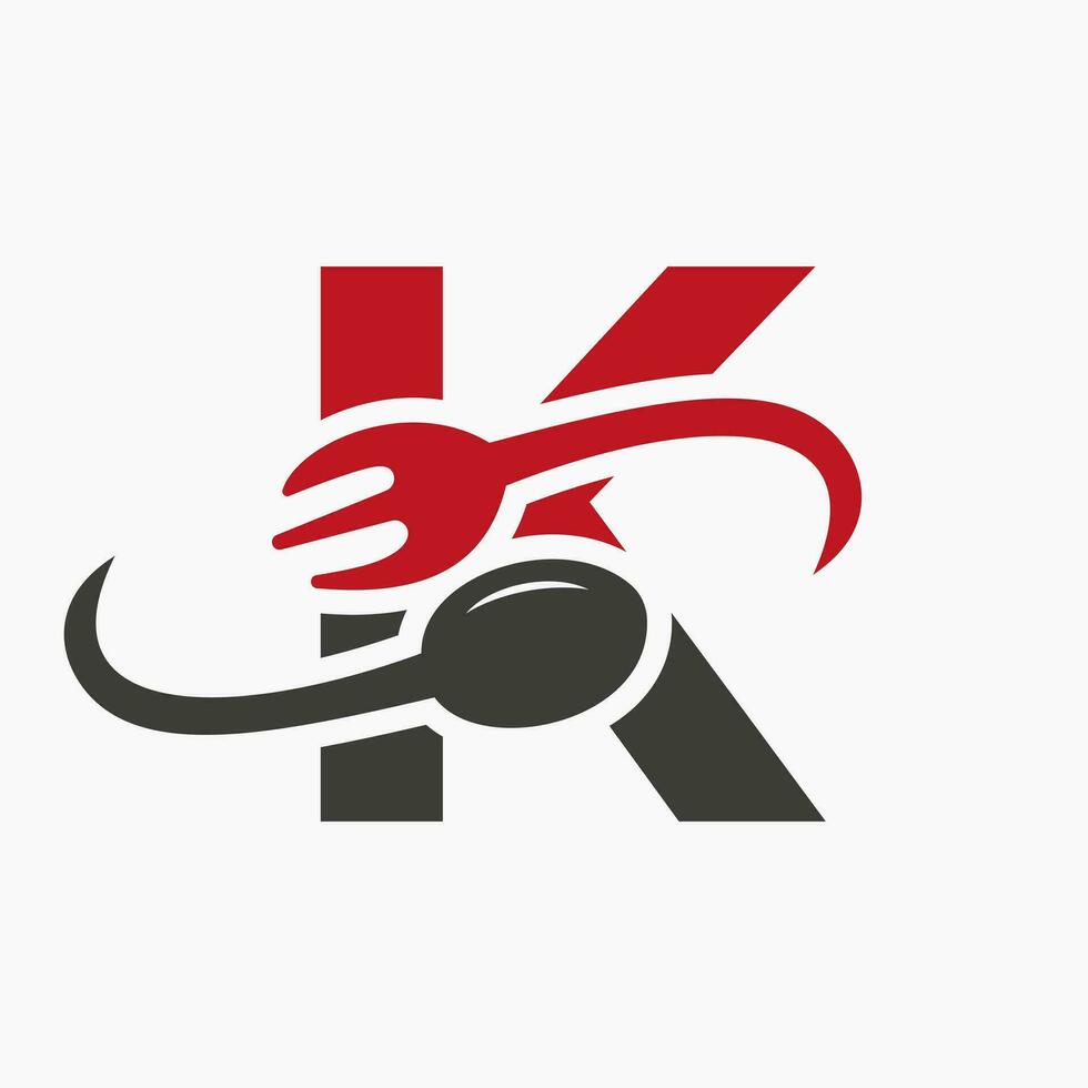 carta k restaurante logotipo combinado com garfo e colher ícone vetor