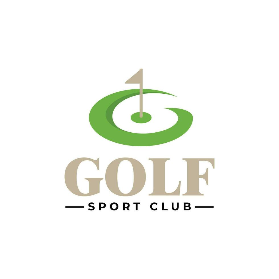 moderno profissional golfe modelo logotipo com carta g e campo golfe vetor
