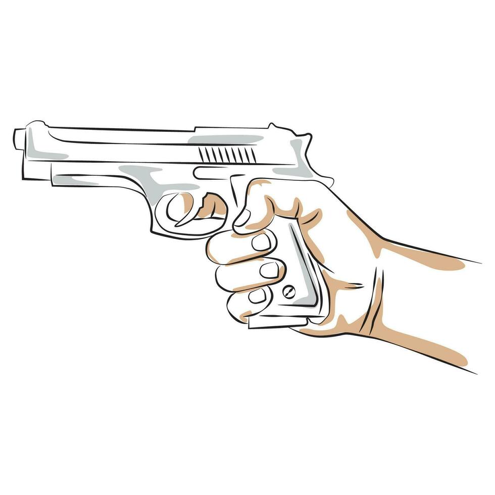 mão segurando arma de fogo - vetor ilustrações
