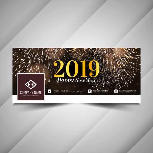 Ano Novo 2019 elegante design de banner de mídia social vetor