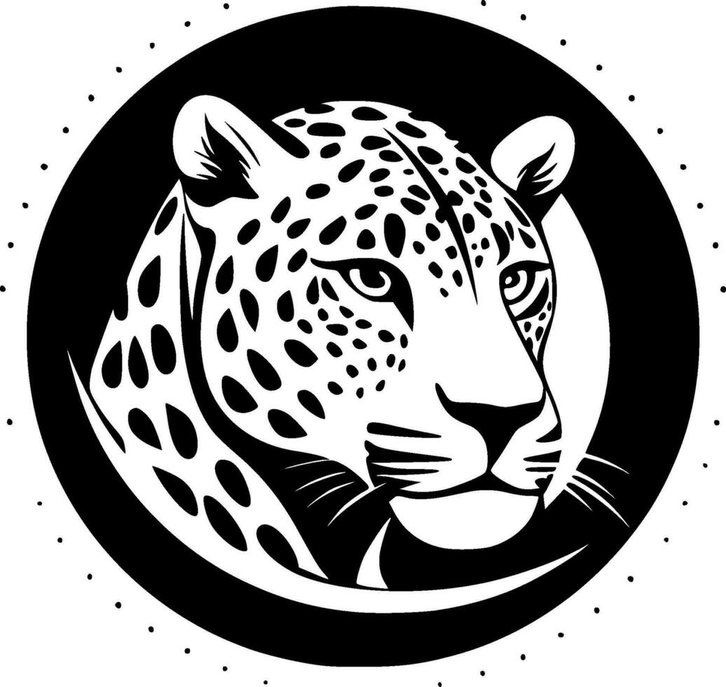 leopardo - Preto e branco isolado ícone - vetor ilustração