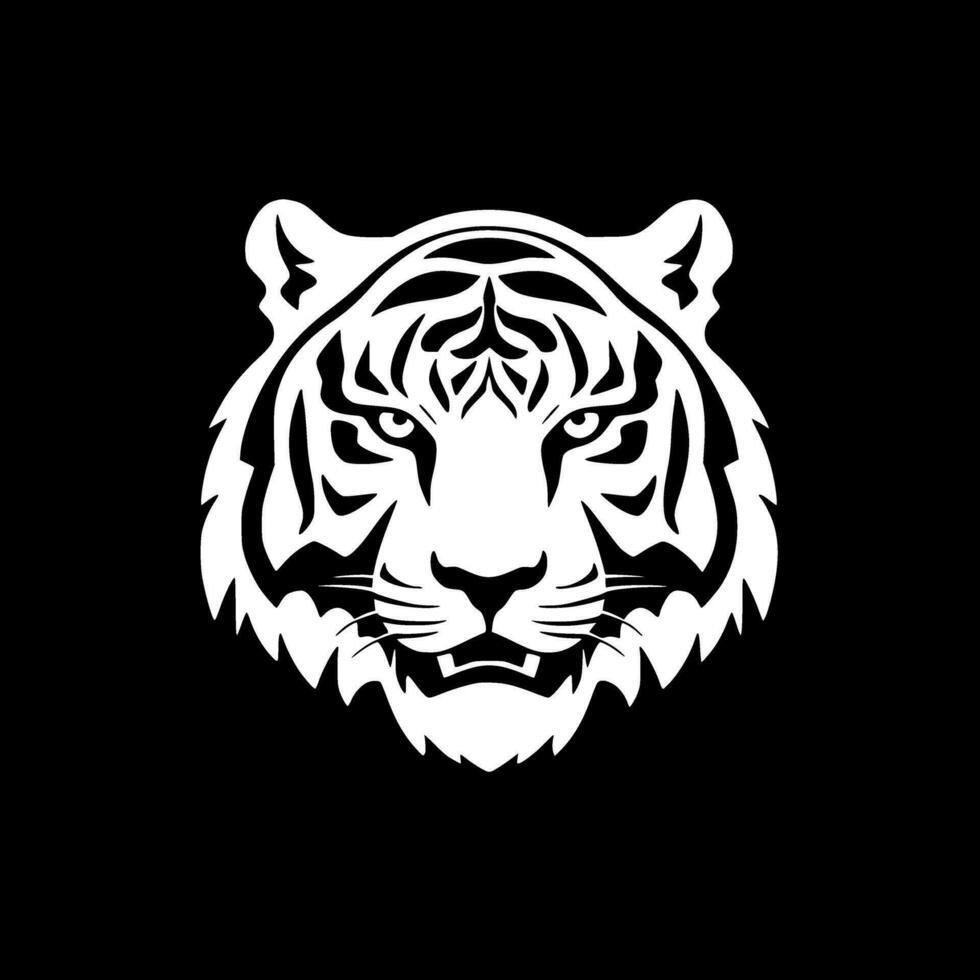 tigre - Preto e branco isolado ícone - vetor ilustração