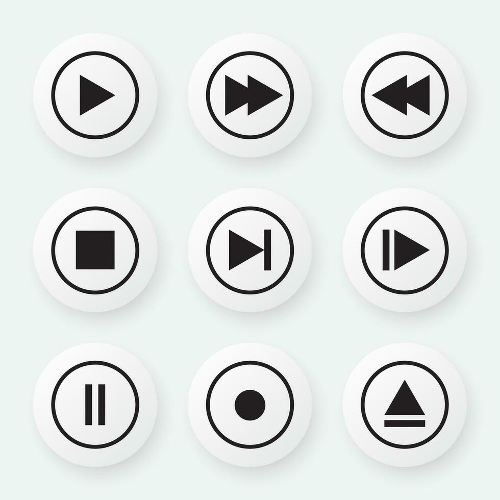 vídeo meios de comunicação jogador ícone vetor definir. multimídia música audio ao controle. reprodutor de mídia interface símbolo.