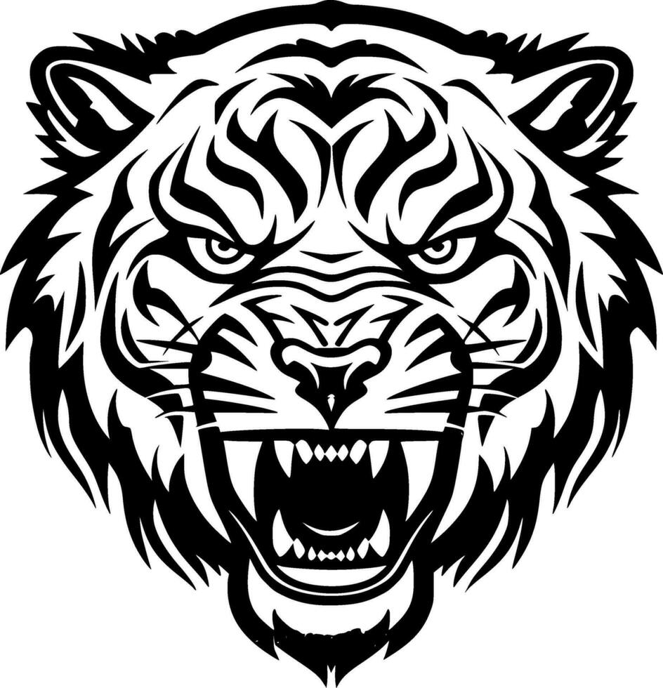tigre - Preto e branco isolado ícone - vetor ilustração