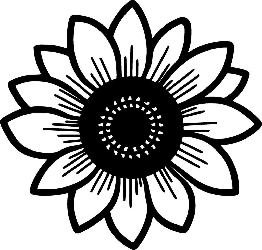 flor - Preto e branco isolado ícone - vetor ilustração