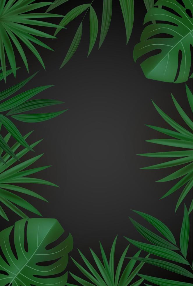 fundo tropical em folha de palmeira verde e dourada realista natural. ilustração vetorial eps10 vetor
