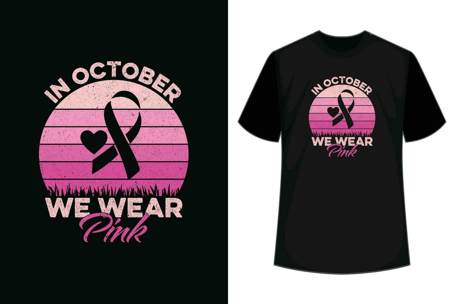 em outubro usamos camiseta rosa vetor