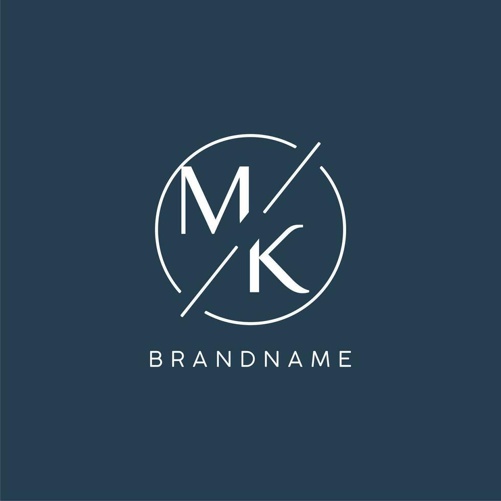 inicial carta mk logotipo monograma com círculo linha estilo vetor