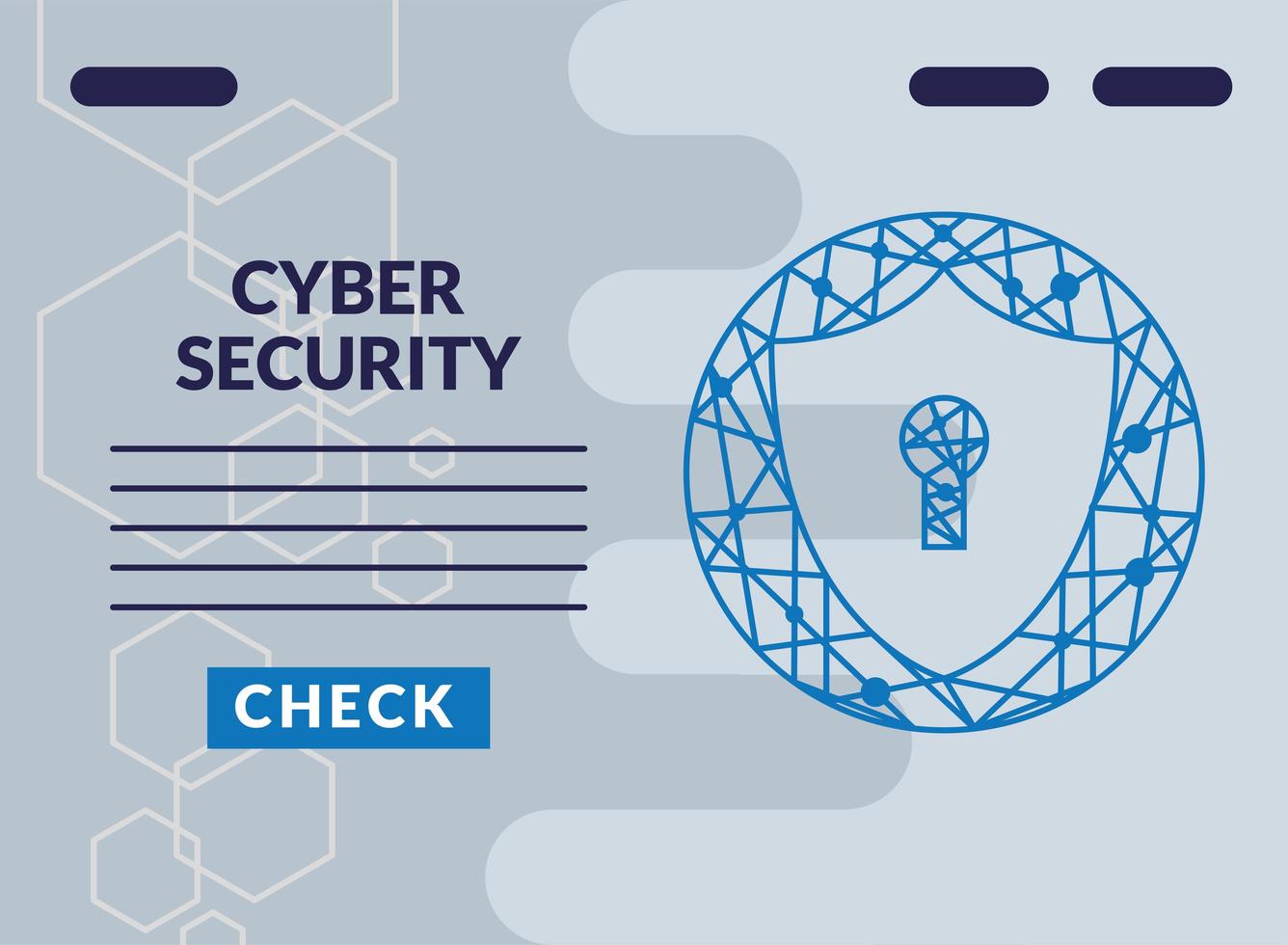 Infográfico de segurança cibernética com uma fechadura no escudo vetor