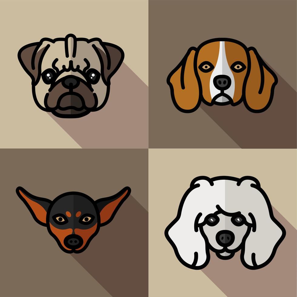 quatro cães mascotes criam personagens vetor
