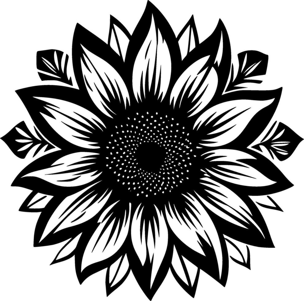 flor, Preto e branco vetor ilustração