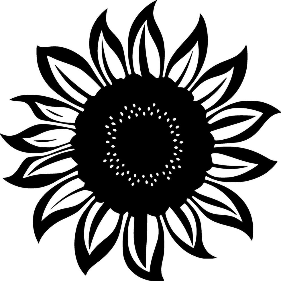 flor - Preto e branco isolado ícone - vetor ilustração