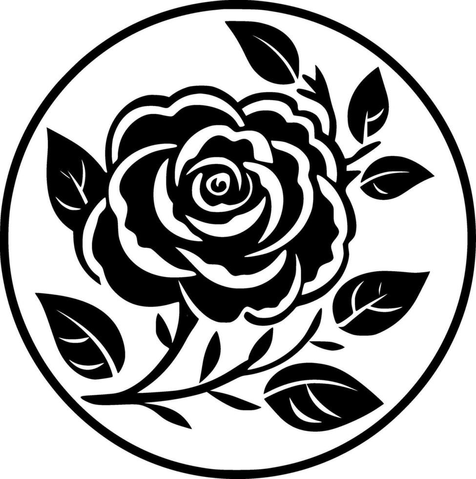 flor, Preto e branco vetor ilustração