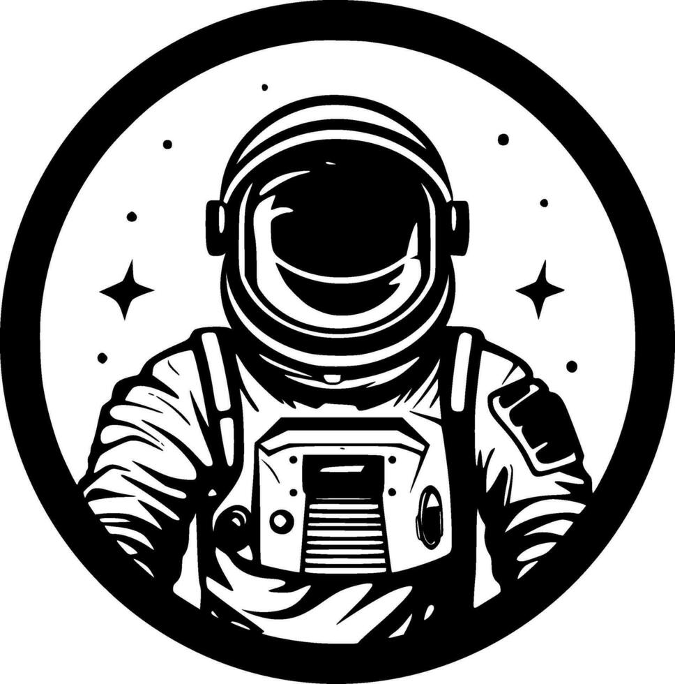 astronauta - Preto e branco isolado ícone - vetor ilustração