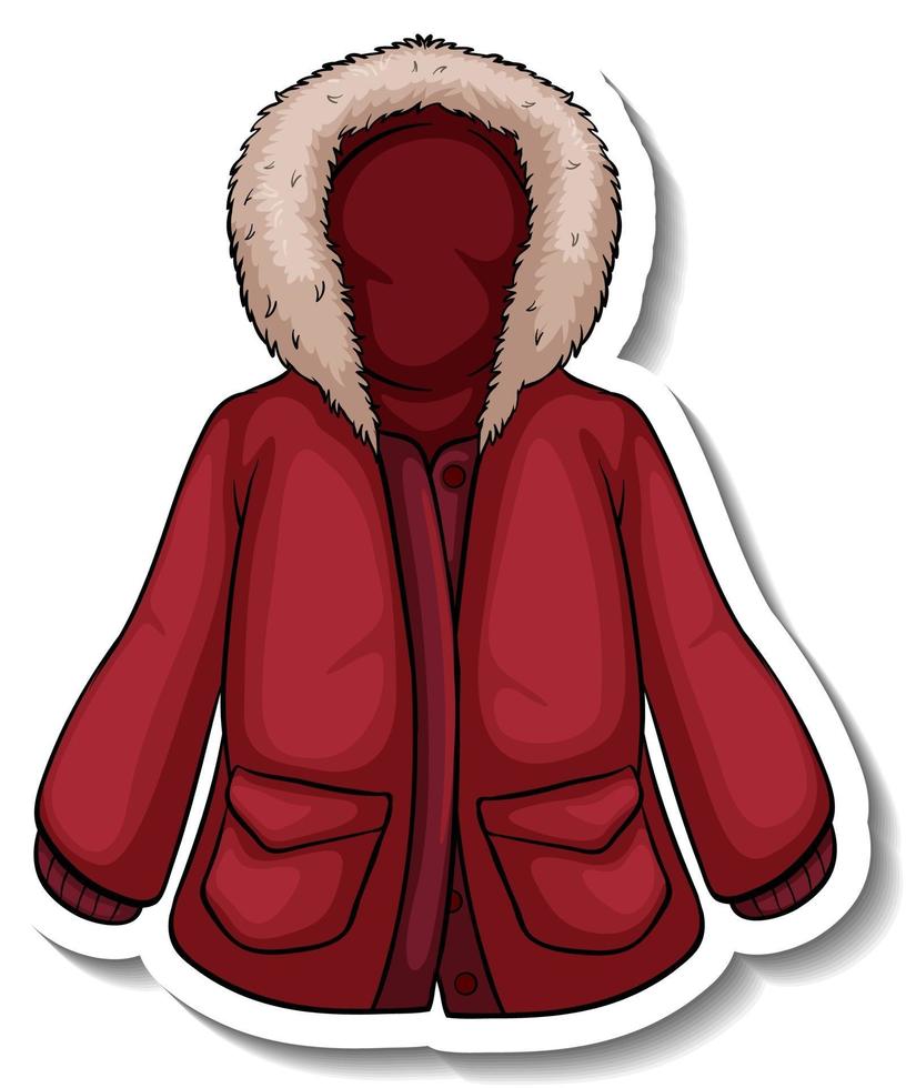 um modelo de adesivo com casaco vermelho de inverno isolado vetor