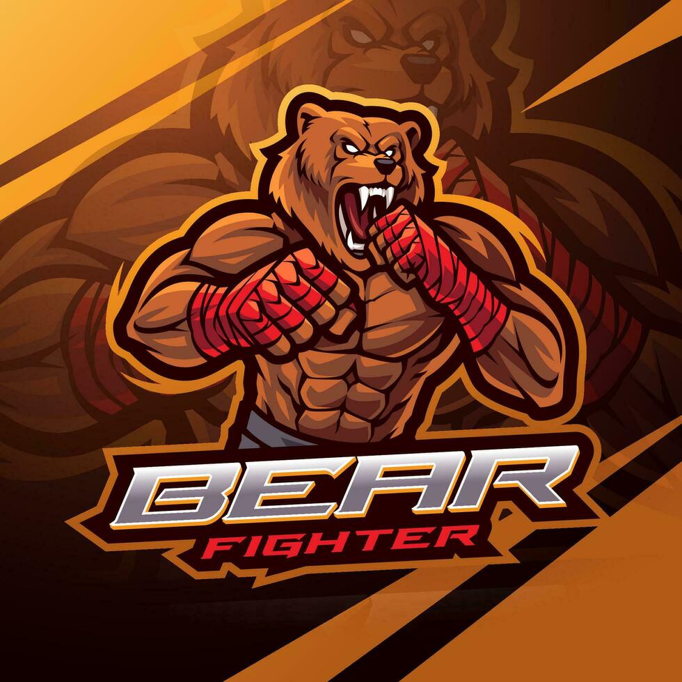 Urso lutador esport mascote logotipo Projeto vetor