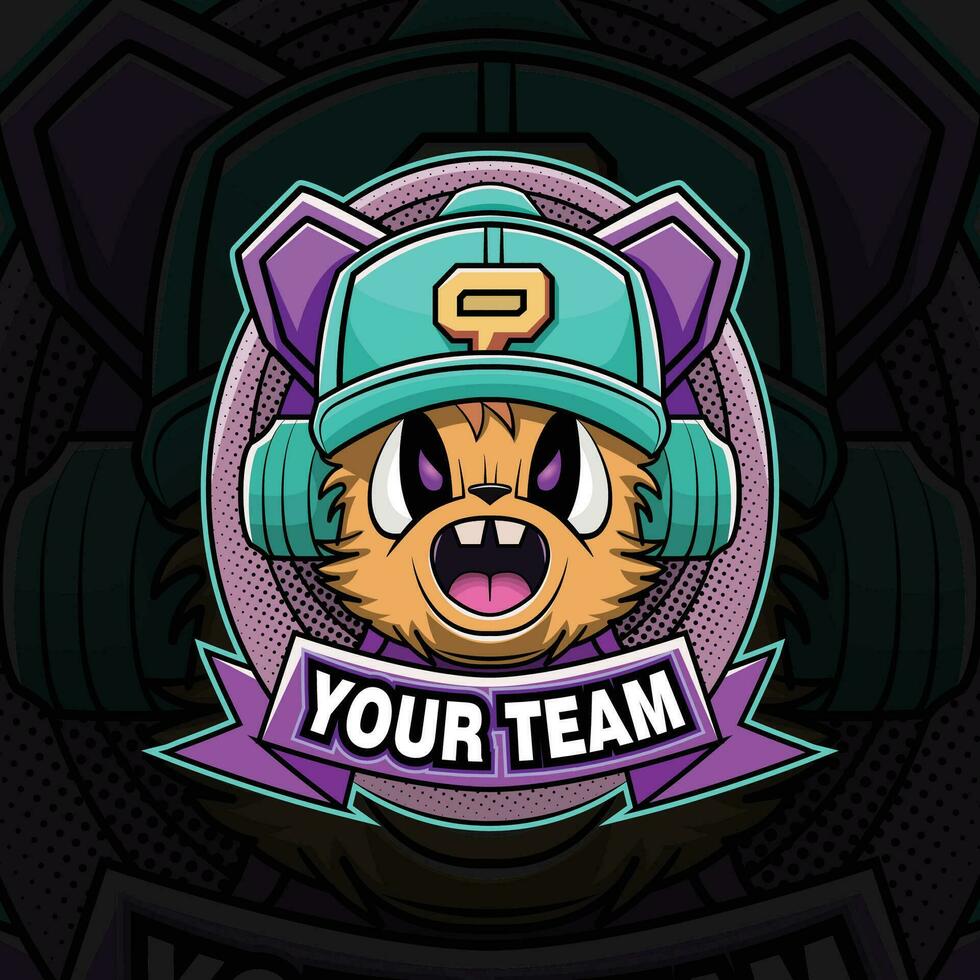 vetor veado mascote logotipo esport Projeto. vestindo fones de ouvido