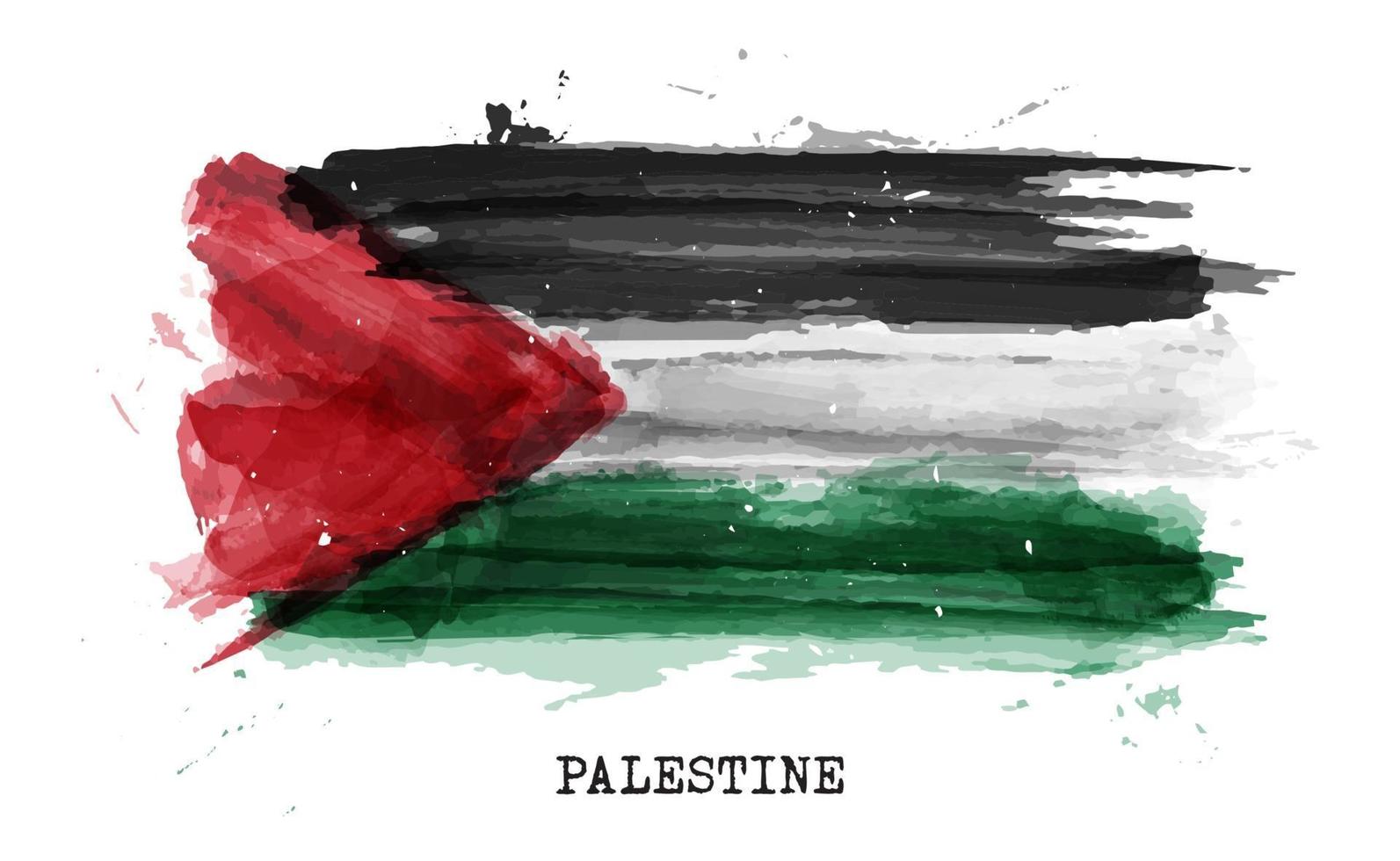 Bandeira de pintura em aquarela realista da Palestina. vetor. vetor
