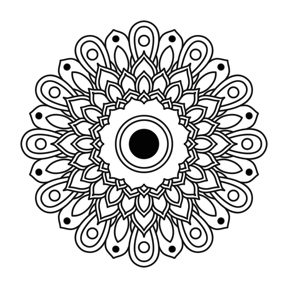 ícone artístico de etnia mandala monocromática floral decorativa vetor