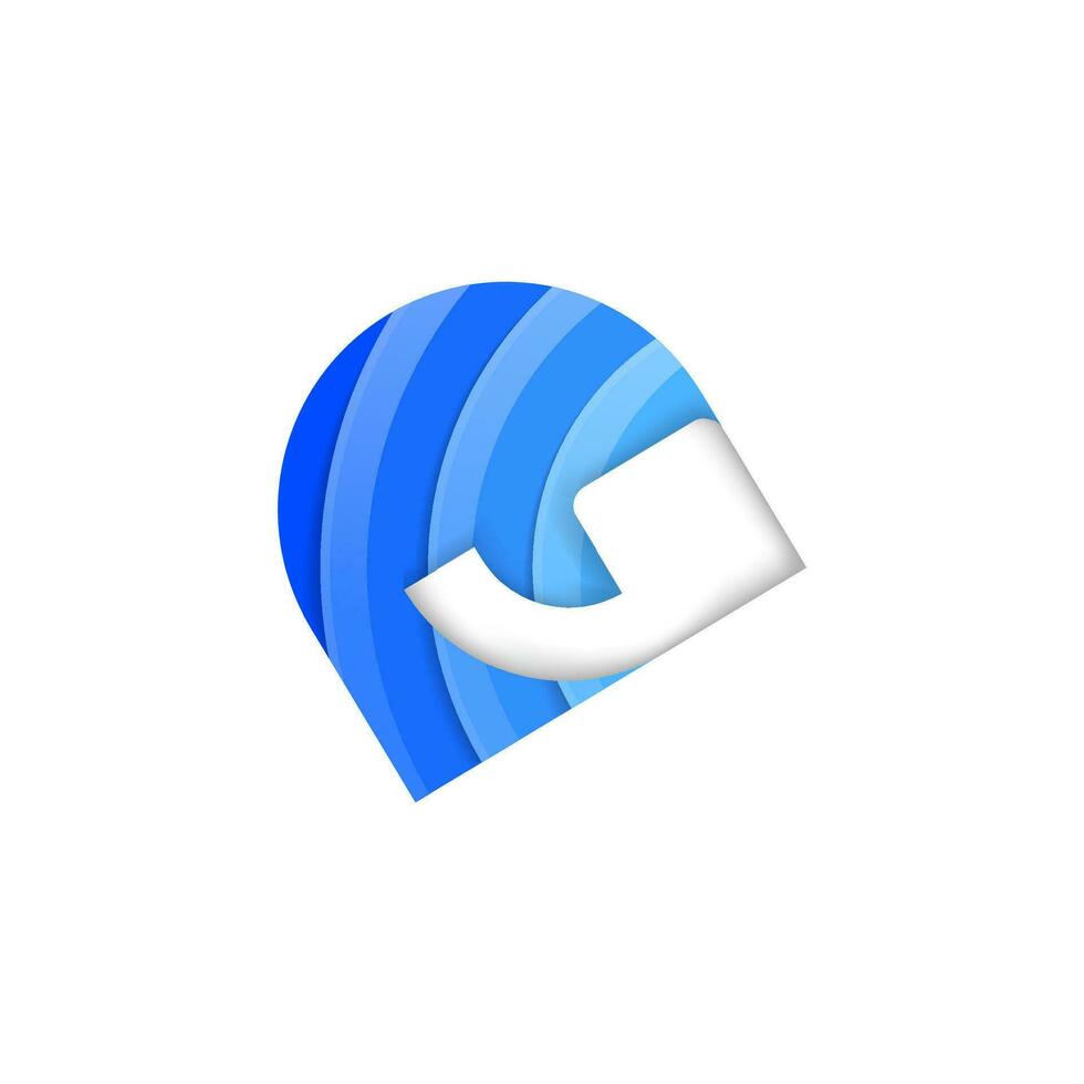 abstrato Projeto para logotipo ou símbolo com conceito gostar humano cabeça com branco face com discurso símbolo forma. isolado azul objeto em branco fundo vetor