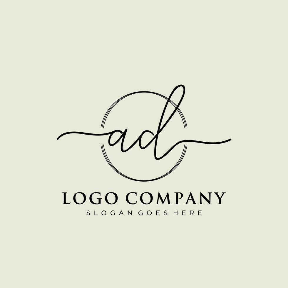 inicial de Anúncios feminino logotipo coleções modelo. caligrafia logotipo do inicial assinatura, casamento, moda, joalheria, butique, floral e botânico com criativo modelo para qualquer companhia ou negócios. vetor