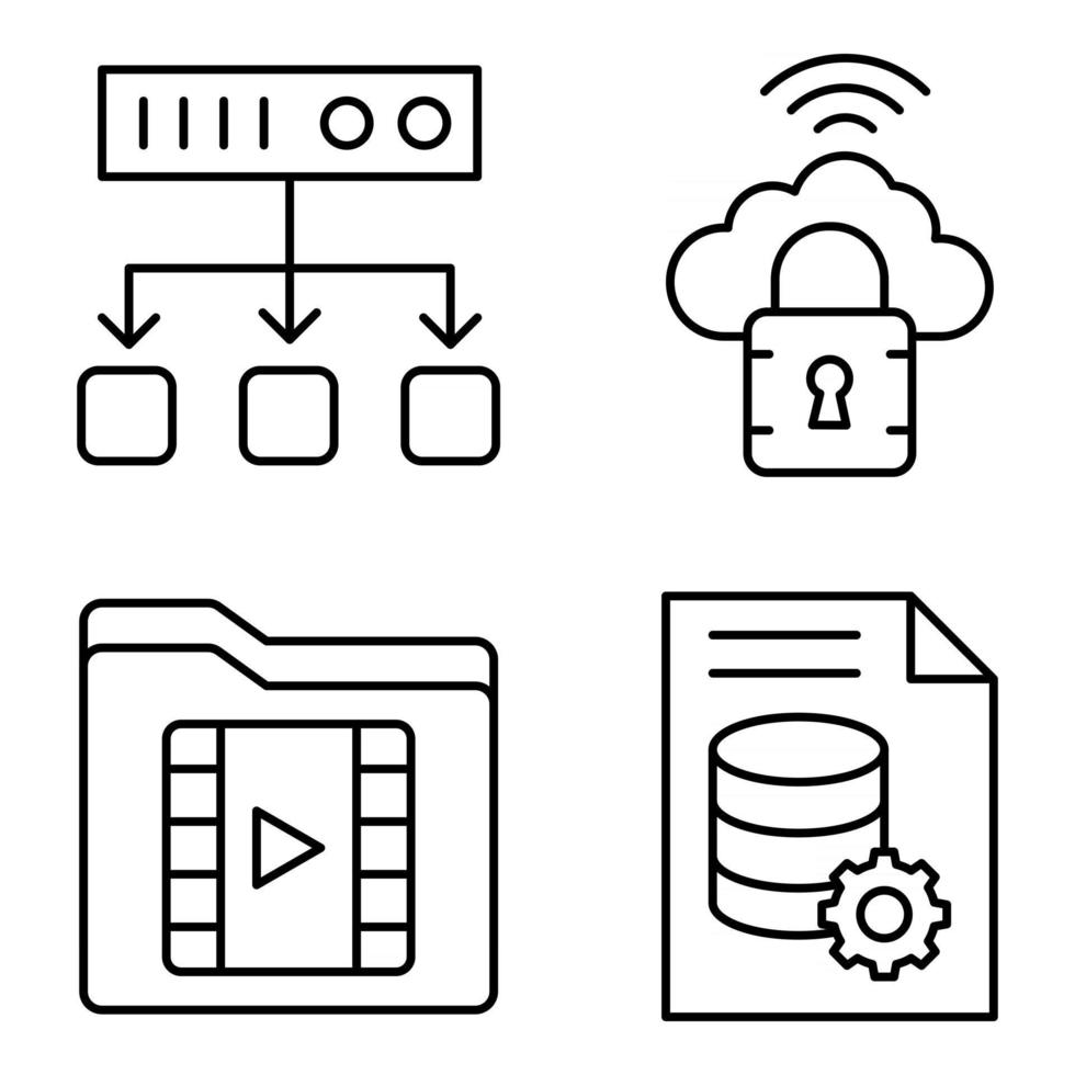 pacote de ícones lineares de banco de dados vetor