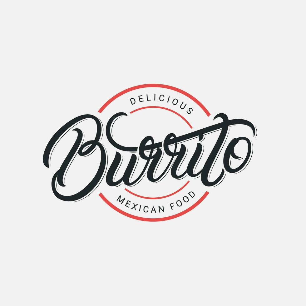 mexicano burrito mão escrito letras logotipo, rótulo, distintivo, sinal, emblema. usar para para velozes Comida cafeteria com mexicano cozinha. moderno escova caligrafia. vintage retro estilo. vetor ilustração.