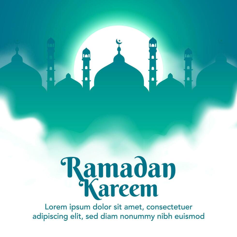 social meios de comunicação modelo Projeto Ramadã kareem com lua e mesquita enfeite vetor