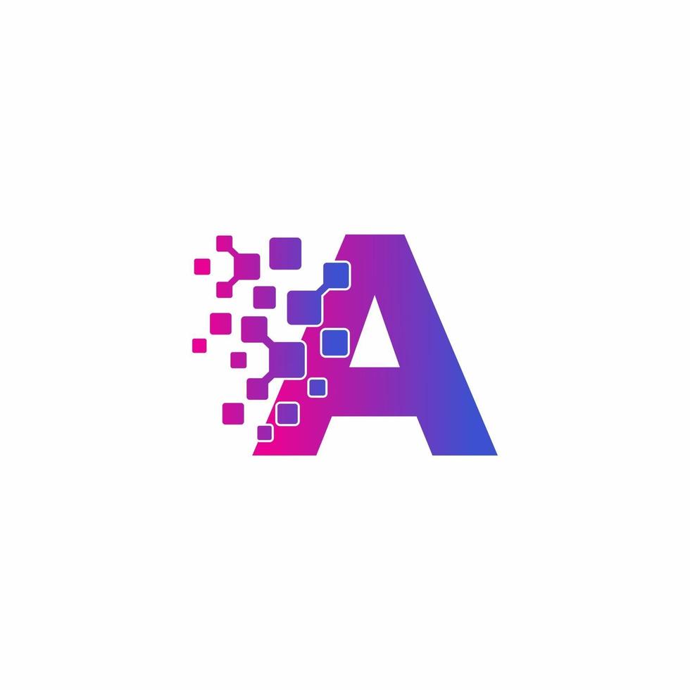 um vetor de logotipo de tecnologia de pixels digitais da letra inicial