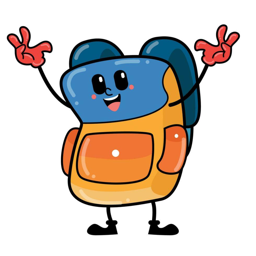 alegre o saco da escola aventuras animado mochila personagens vetor