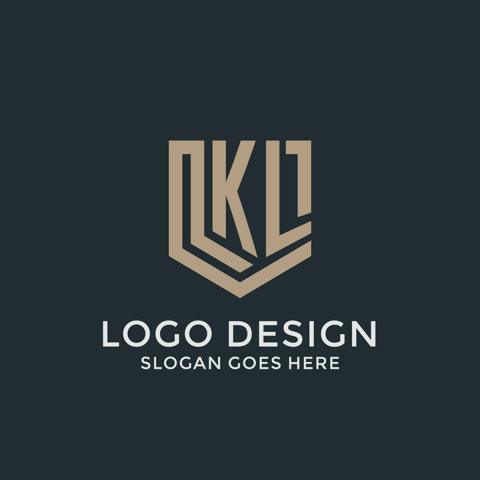 inicial kl logotipo escudo guarda formas logotipo idéia vetor