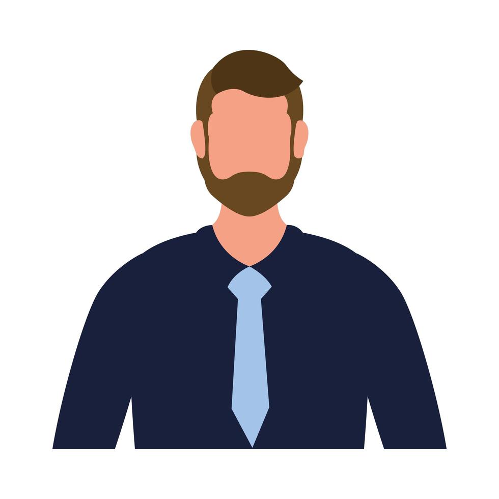 homem avatar isolado com desenho vetorial de gravata e barba vetor