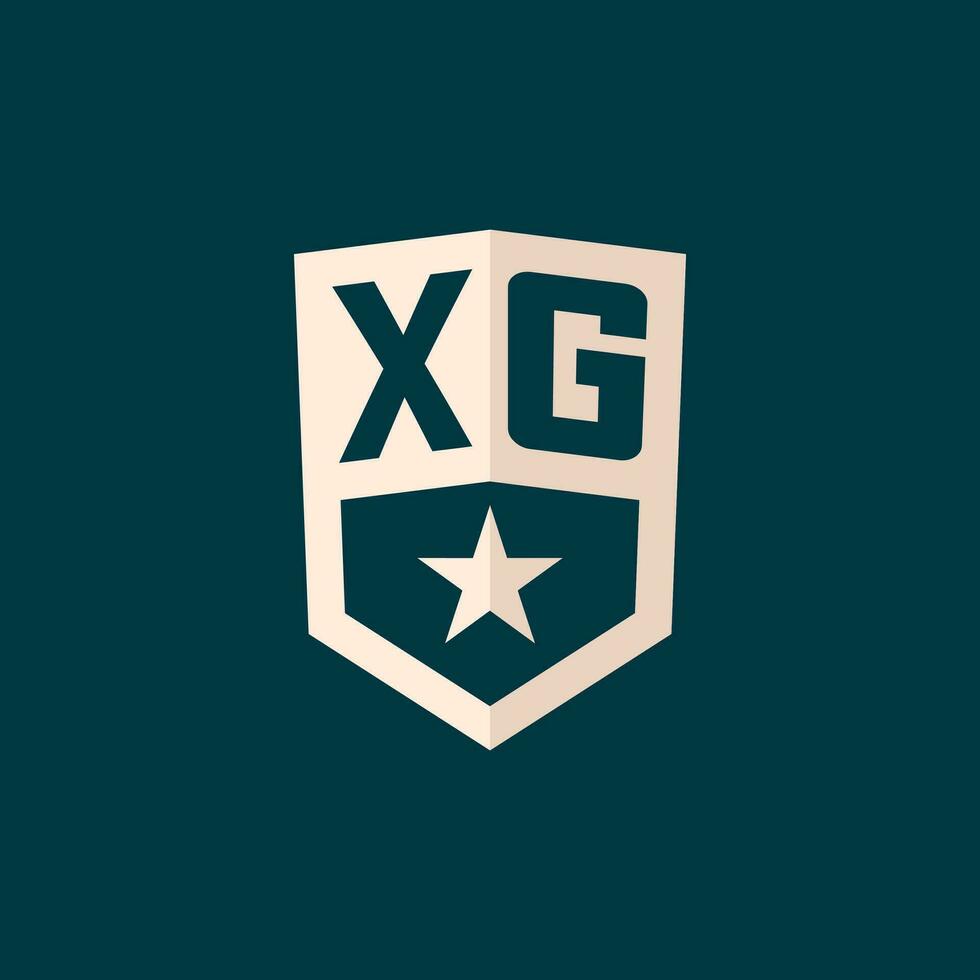 inicial xg logotipo Estrela escudo símbolo com simples Projeto vetor